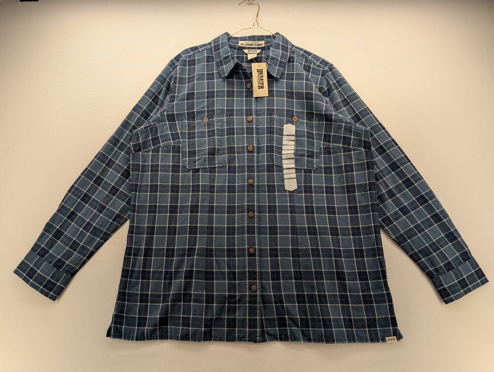 NWT Duluth Trading Co Women's Free Swingin' Flannel Shirt in Navy Plaid sz Large